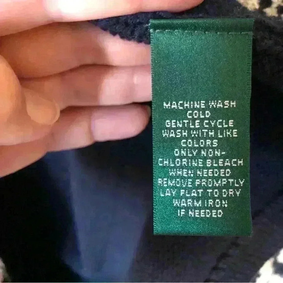 Lauren Ralph Lauren Open Front Navy Aztec Cotton Blend Cardigan Size PXS - Picture 8 of 10